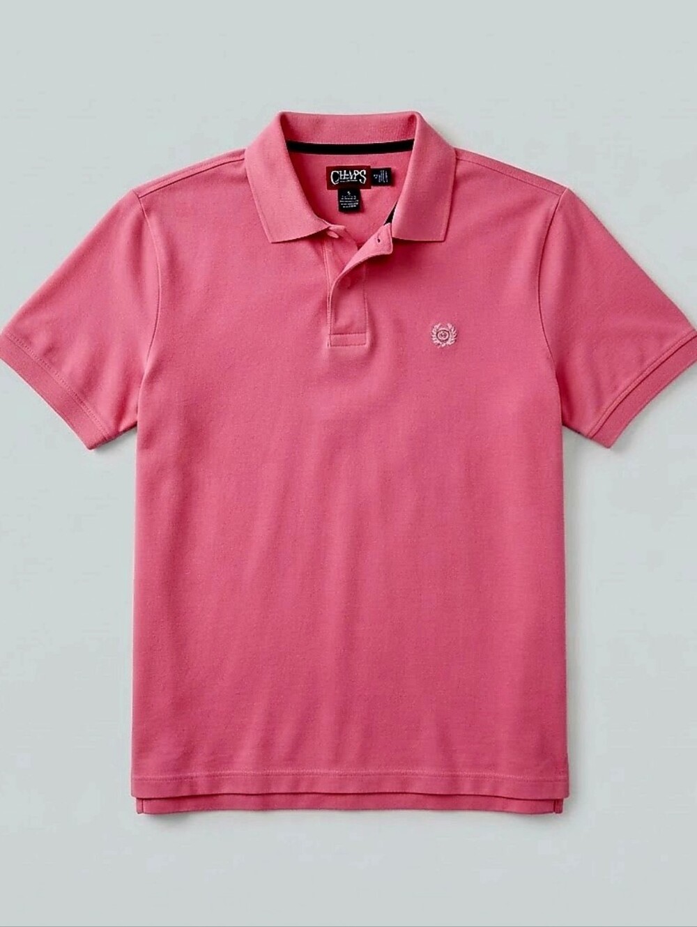 Chaps Women's Pink Short Sleeve Cotton Pique Polo Shirt Size L/G
